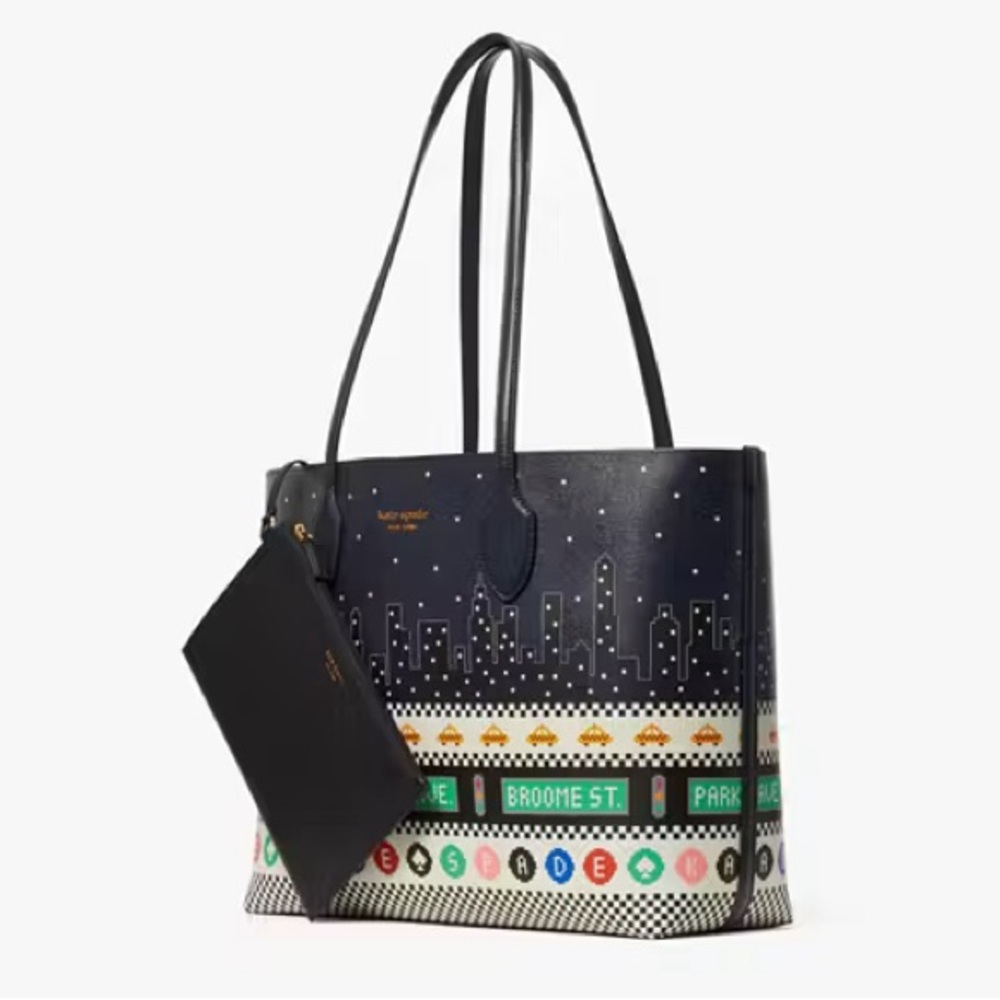 Kate Spade Bleecker Big Apple Large Tote - Blazer Blue Multi - Picture 2 of 7